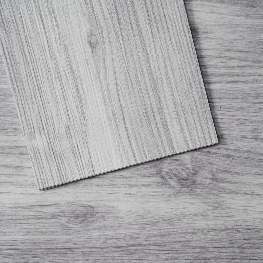 VEVOR Self Adhesive Vinyl Floor Tiles 36 x 6 inch, 20 Tiles 0.62mm Thick Peel & Stick, Light Gray Wood Grain DIY