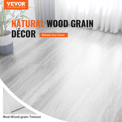 VEVOR Self Adhesive Vinyl Floor Tiles 36 x 6 inch, 36 Tiles 2.5mm Thick Peel & Stick, Light Gray Wood Grain DIY