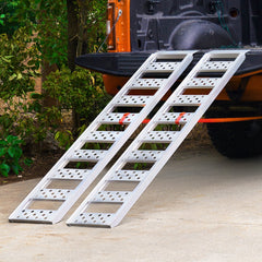 VEVOR Aluminum Ramps, 1250lbs, Straight Ramp with Treads and Load Straps, Portable Loading Ramp for Motorcycles, ATVs