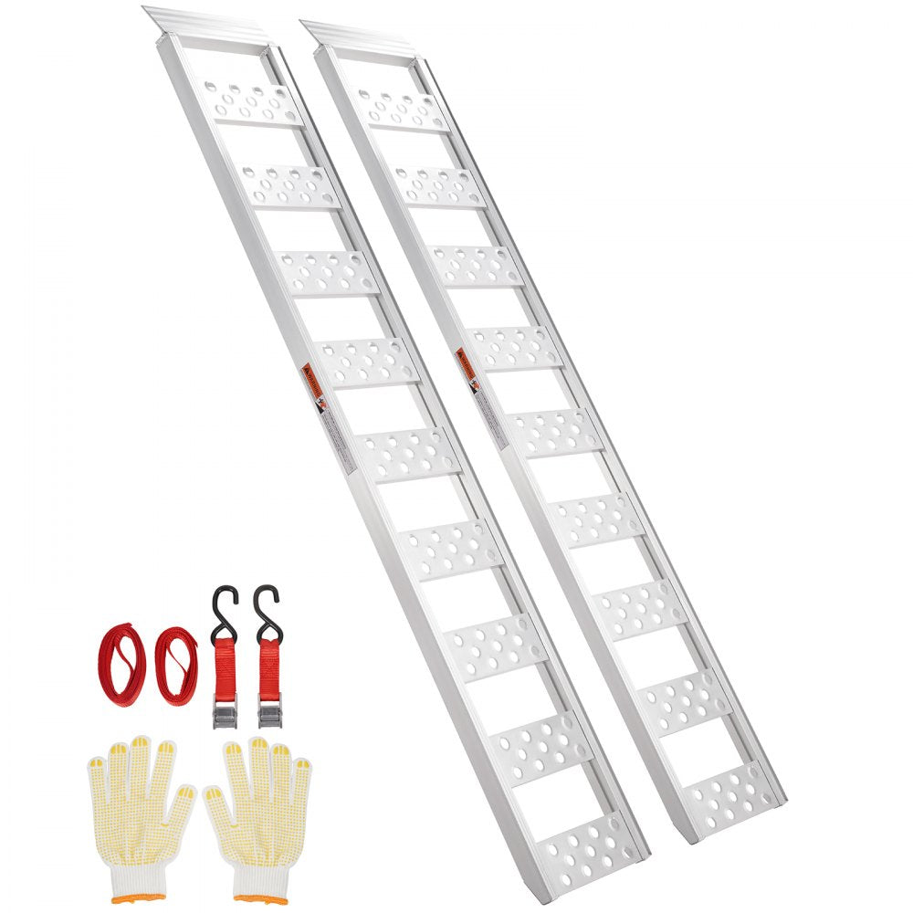 VEVOR Aluminum Ramps, 1250lbs, Straight Ramp with Treads and Load Straps, Portable Loading Ramp for Motorcycles, ATVs