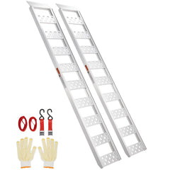 VEVOR Aluminum Ramps, 1250lbs, Straight Ramp with Treads and Load Straps, Portable Loading Ramp for Motorcycles, ATVs