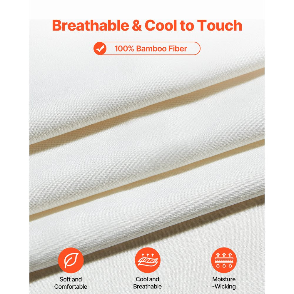 VEVOR 4-Piece Bed Sheet Set - Queen Size, 100% Bamboo Fiber Bedding Set, Cooling, Breathable & Shrink-Resistant Luxury