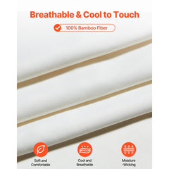 VEVOR 4-Piece Bed Sheet Set - Queen Size, 100% Bamboo Fiber Bedding Set, Cooling, Breathable & Shrink-Resistant Luxury