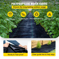 VEVOR Weed Barrier Landscape Fabric, 6 x 250 ft, 4.1 Oz Premium Woven Ground Cover, Heavy Duty PP Material & Easy