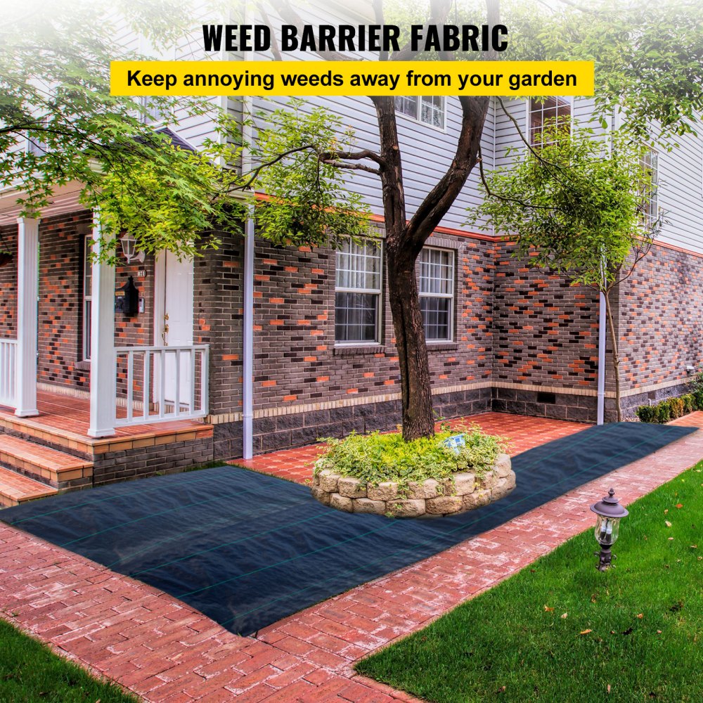 VEVOR 6.5FTx300FT Premium Weed Barrier Fabric Heavy Duty 3.2OZ, Woven Weed Control Fabric, High Permeability Good for