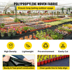 VEVOR 6.5FTx300FT Premium Weed Barrier Fabric Heavy Duty 3.2OZ, Woven Weed Control Fabric, High Permeability Good for