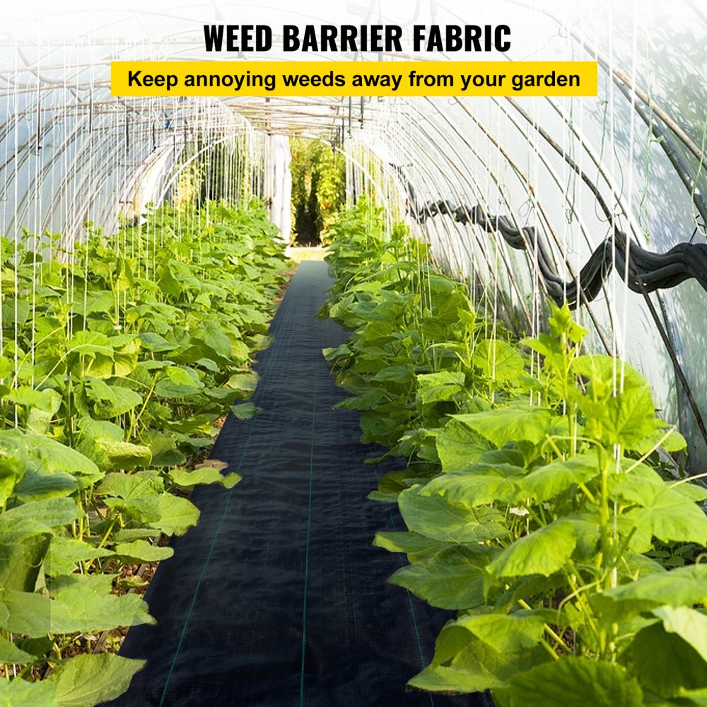 VEVOR Weed Control Fabric 6ft x 300ft - Geo Textile Fabric Heavy Duty - Woven Ground Cover for Commercial Greenhouse